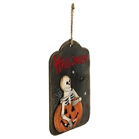 10" Skeleton & Jack-O-Lantern Halloween Wall Sign