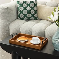 Glitzhome® Rectangle Wood Geometric Trays Set