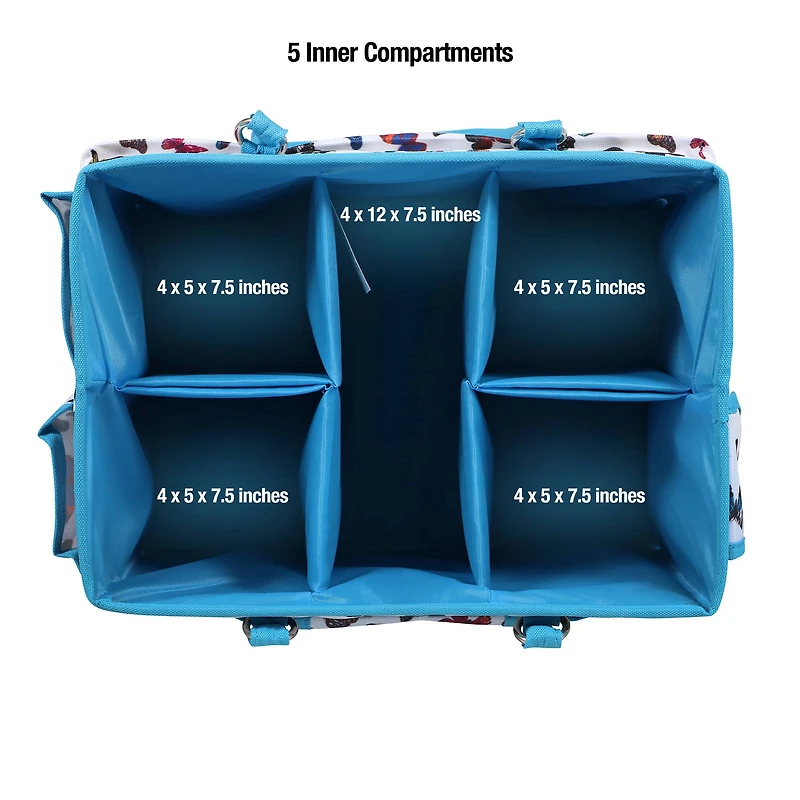 SINGER® Butterfly Print Collapsible Sewing Storage Tote Caddy