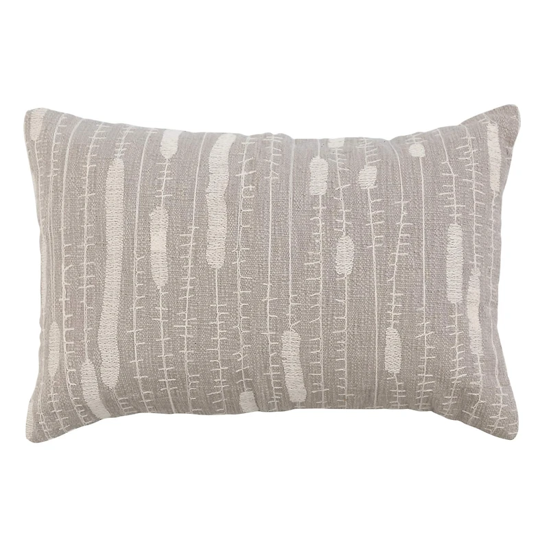 Hello Honey® Gray & Cream Embroidered Cotton Lumbar Pillow Cover