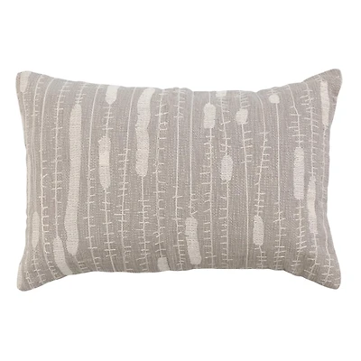 Hello Honey® Gray & Cream Embroidered Cotton Lumbar Pillow Cover