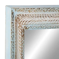 48" White Wood Farmhouse Wall Mirror
