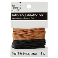 Black & Brown Waxed Cotton Cording by Bead Landing™