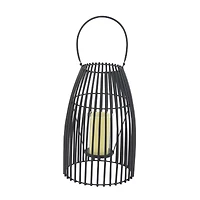 16" Black Iron Contemporary Candle Holder Lantern