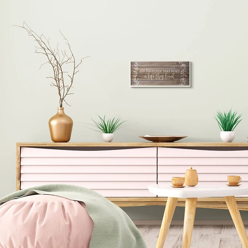 Stupell Industries Together They Built Love Wood Pattern Vines Worded Phrase Wood Wall Plaque