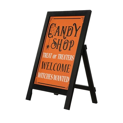 Glitzhome® 24" Halloween Wooden "Candy Shop" Standing Or Hanging Easel Sign