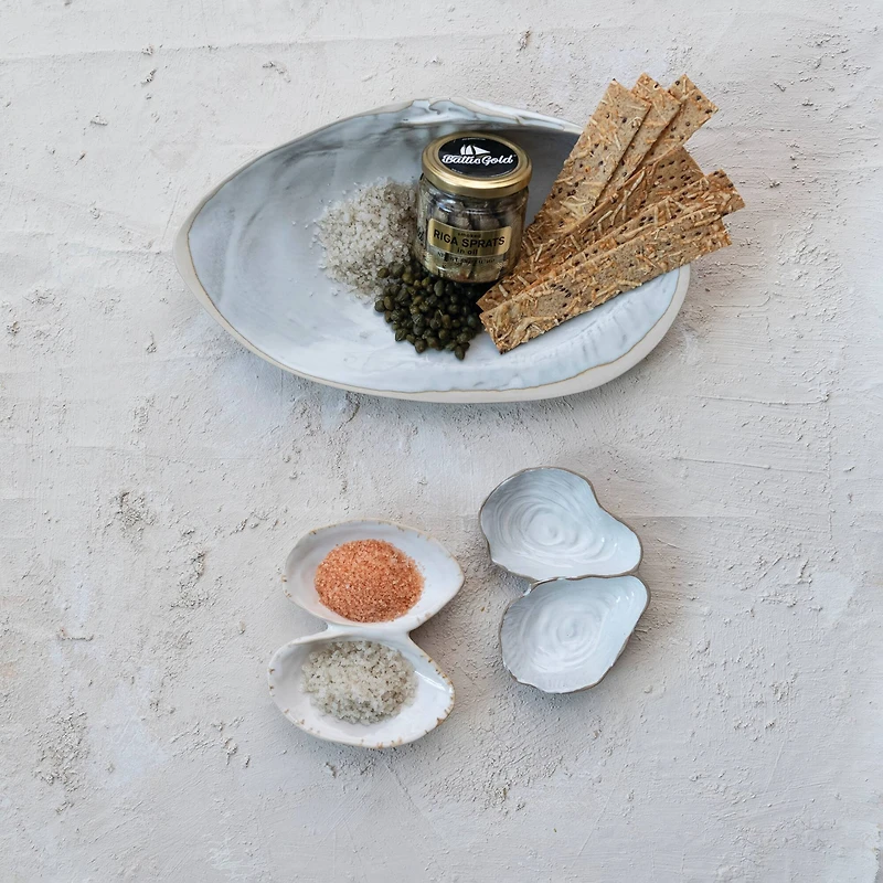 Hello Honey® 13" White Stoneware Shell Plates with Reactive Glaze, 6ct.