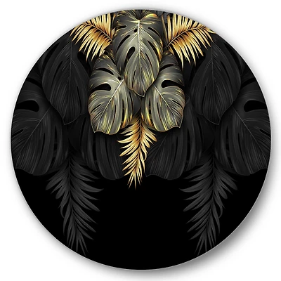 Designart - Black and Gold Tropical Leaves IV