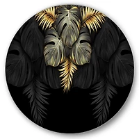 Designart - Black and Gold Tropical Leaves IV