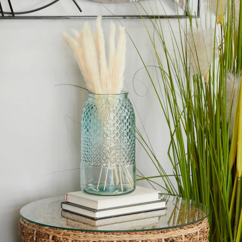 Blue Recycled Glass Spanish Decorative Jars 6" x 6" x 11"