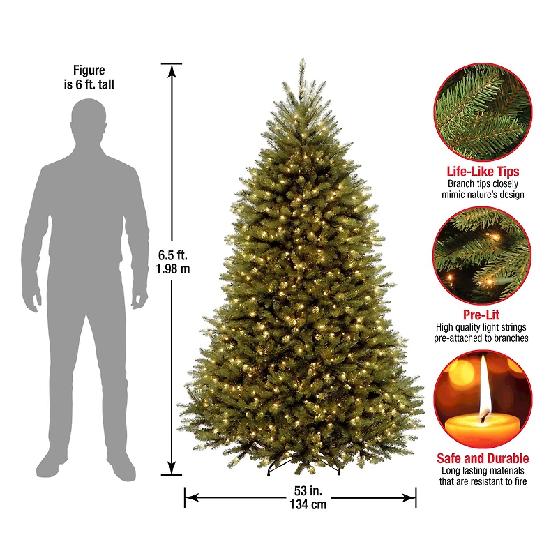 6.5ft. Pre-Lit Dunhill® Fir Full Artificial Christmas Tree, Clear Lights