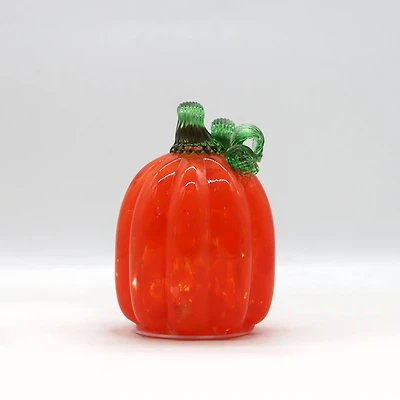  Small Warm White LED Orange Glass Pumpkin by Ashland®