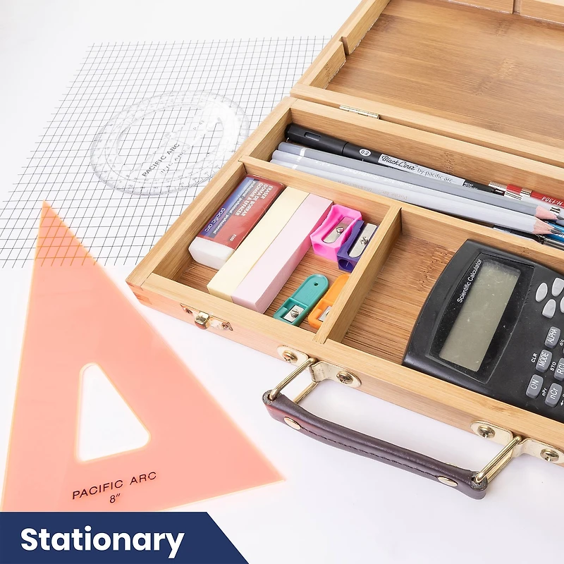 Pacific Arc 13" Bamboo Paint Box with 3 Compartments