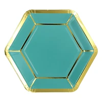 7" Gold & Teal 6-Sided Paper Plates, 12ct. by Ashland®