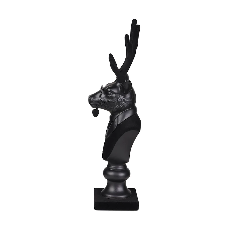 14" Black Reindeer Bust with Glasses & Pipe by Ashland®