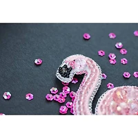 Crystal Art Beadwork Kit For Creating Brooch Flamingo