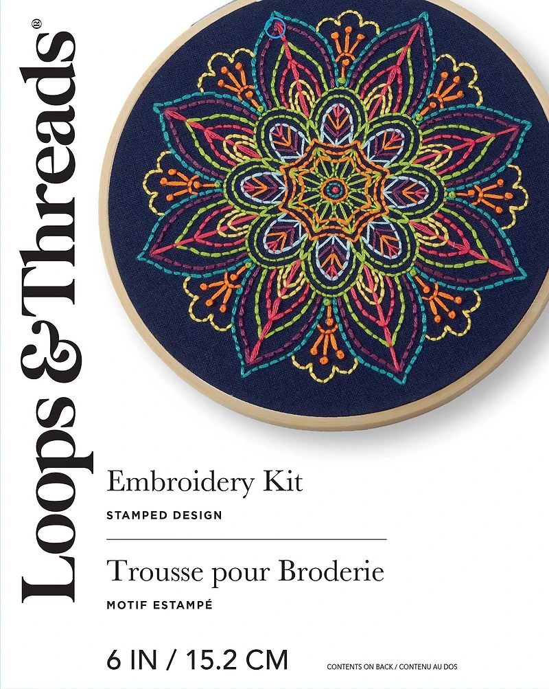 6" Neon Mandala Embroidery Kit by Loops & Threads®