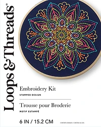 6" Neon Mandala Embroidery Kit by Loops & Threads®