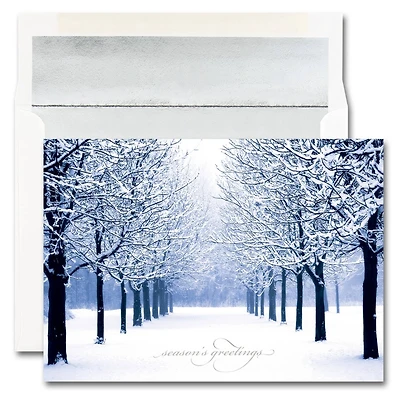 JAM Paper 5.625" x 7.875" Blue Tree Scene Christmas Card Set, 25ct.