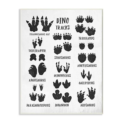 Stupell Industries Children's Rustic Dinosaur Track Chart with Text Wood Wall Plaque
