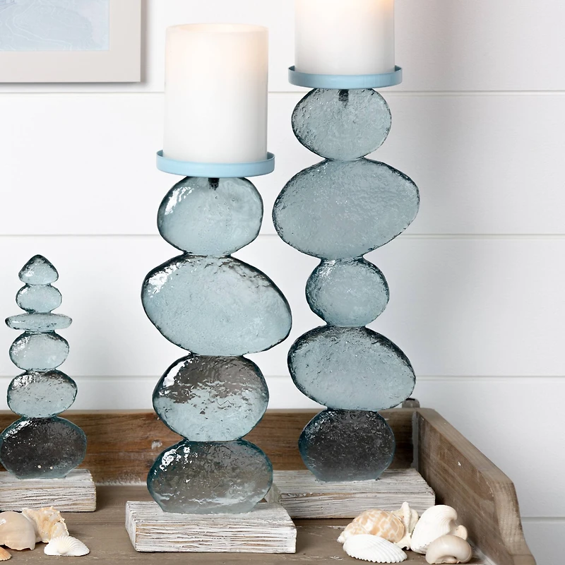 Stacking Rocks Candle Holder Set, 12" & 14"