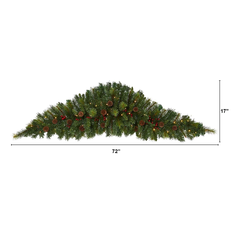 6ft. Pre-Lit Berry & Pinecone Artificial Christmas Swag