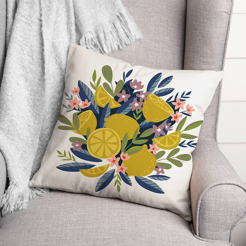 Illustrated Lemons 18" x 18" Throw Pillow