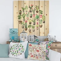 Designart - Cacti In Ceramic Pots In Gentle Tones II