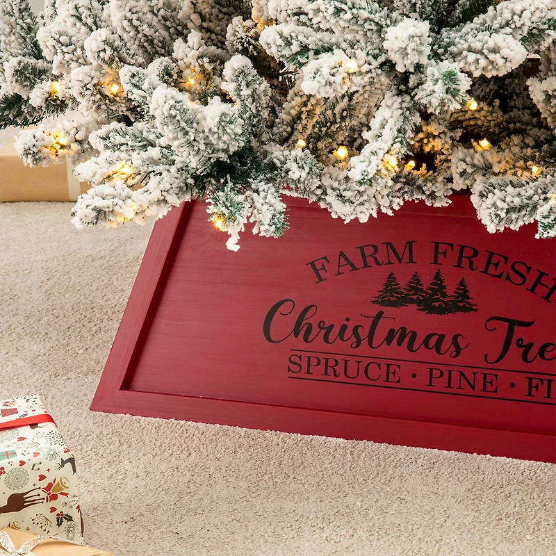 Glitzhome® 32" Red Trapezoid Farm Fresh Christmas Tree Collar