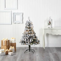 4ft. Pre-Lit White River Mountain Pine Artificial Christmas Tree, Clear LED Lights