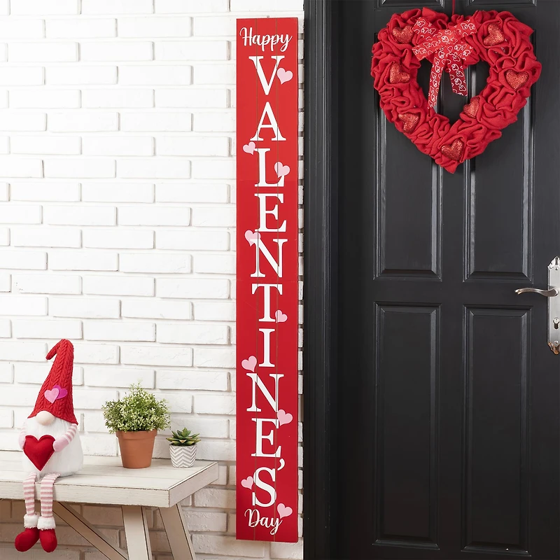 Glitzhome® 5ft. Wooden Happy Valentine's Day Porch Sign