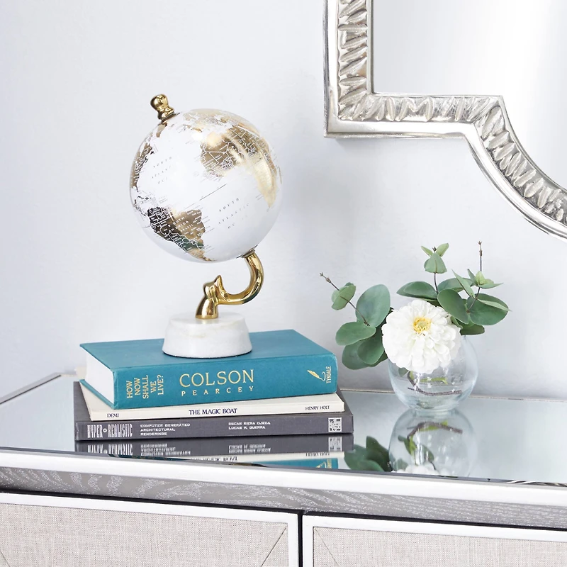 11" Gold Marble Coastal Globe