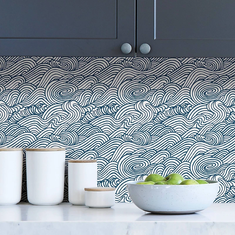 NuWallpaper Navy Saybrook Peel & Stick Wallpaper