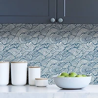 NuWallpaper Navy Saybrook Peel & Stick Wallpaper