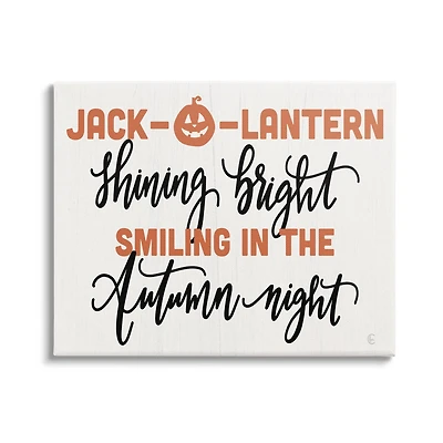 Stupell Industries Autumn Jack-o-Lantern Phrase Canvas Wall Art