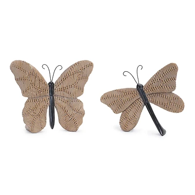 Wicker Design Butterfly & Dragonfly Shelf Sitter Set
