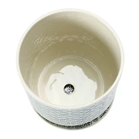 Hello Honey® 7" Black & Cream Hand-Stamped Pattern Stoneware Pot & Saucer Set