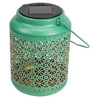7" Integrated Floral Pattern Outdoor Solar Lantern with Handle
