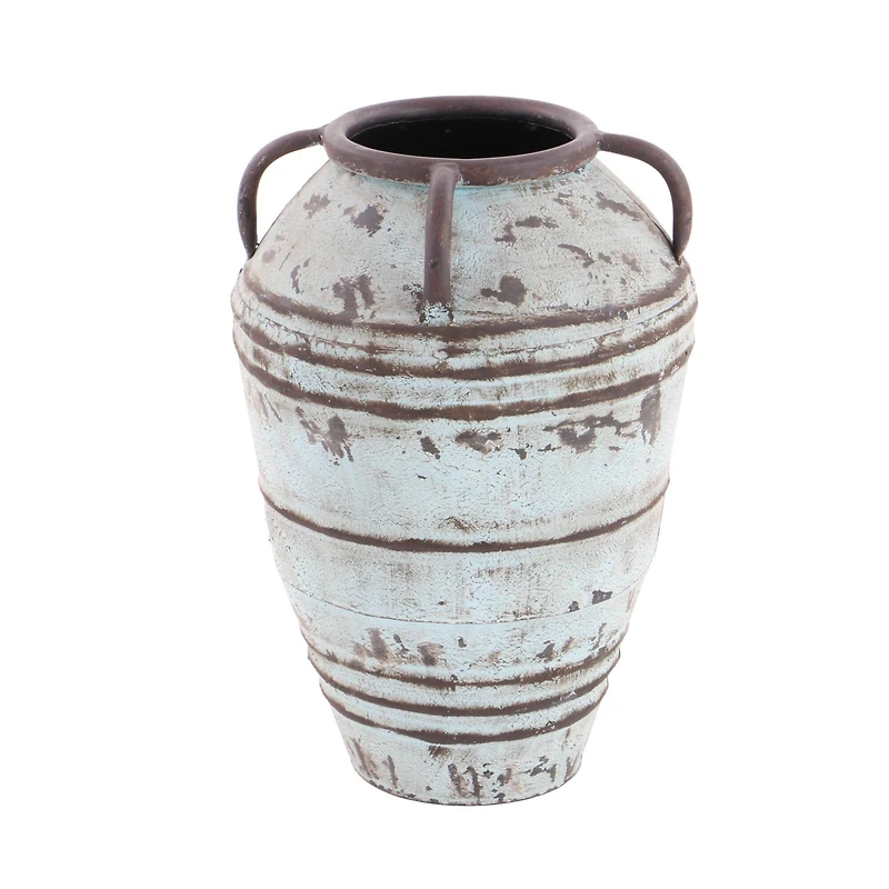 Set of 3 Blue Metal Rustic Vase, 26", 23", 19"