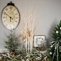 4ft. Pre-Lit White Birch Twig Tree Cluster Christmas Decoration, Warm White LED Lights