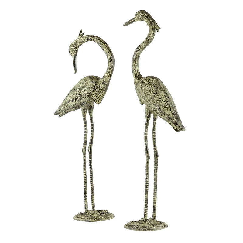 Yellow Aluminum Coastal Bird Garden Sculpture Set