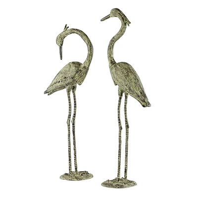 Yellow Aluminum Coastal Bird Garden Sculpture Set
