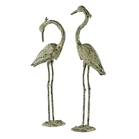 Yellow Aluminum Coastal Bird Garden Sculpture Set