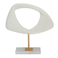 13" White Cut-Out Abstract Sculpture with Marble Stand