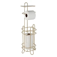 Elle Décor Limoges Collection Satin Gold Toilet Paper Reserve & Dispenser with Phone Shelf
