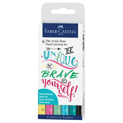 Faber-Castell® PITT® 6 Color Artist Pens Hand Lettering Wallet Set I