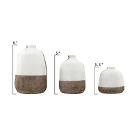 Hello Honey® White & Gray Stripe Terracotta Vase Set