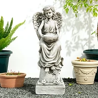 Glitzhome® 31" Angel Garden Bird Feeder Statue