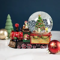 Elf Train Musical Christmas Snow Globe - 8"