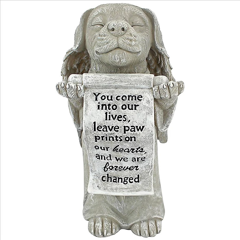 Design Toscano 9.5" Paw Prints on our Hearts Memorial Dog Statue